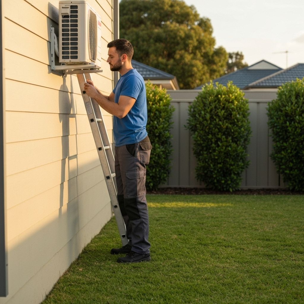Technician servicing a split AC unit